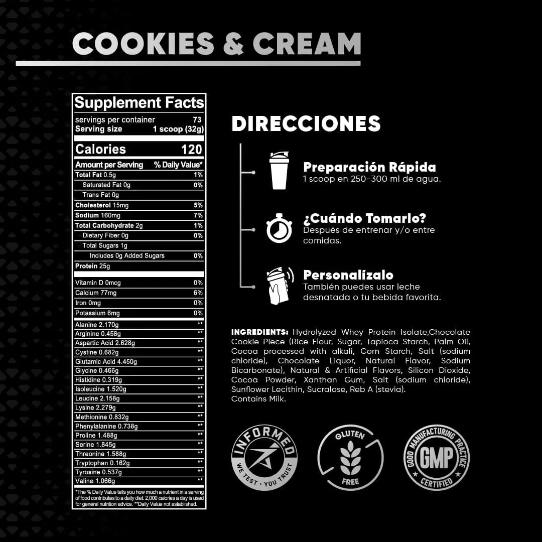 100% Hydrolyzed Cookies & Cream Lab Nutrition