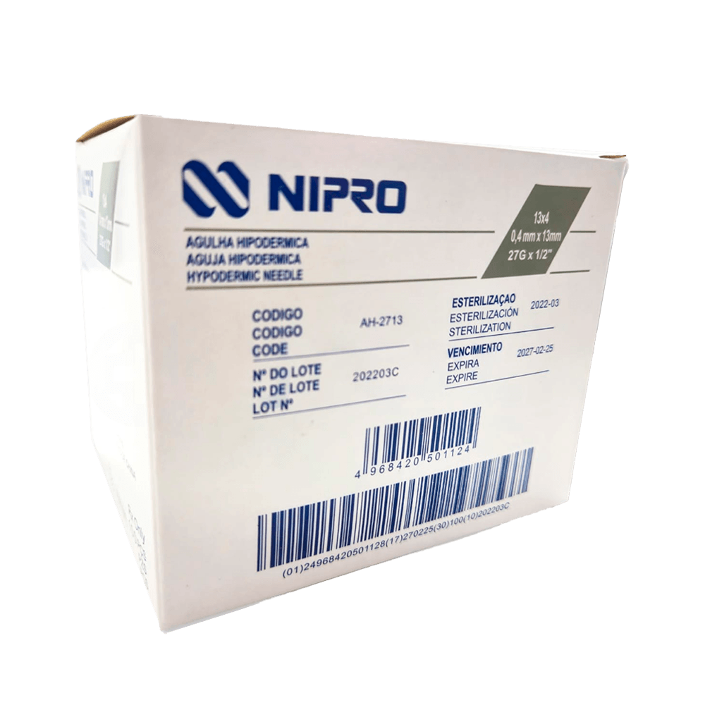 Aguja Hipodérmica 27G X 1/2 Nipro