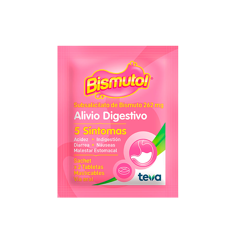 Bismutol 262mg tableta masticable sobre x2 und