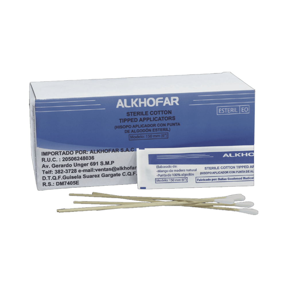 Hisopo Madera Estéril Alkofarma de  6" 