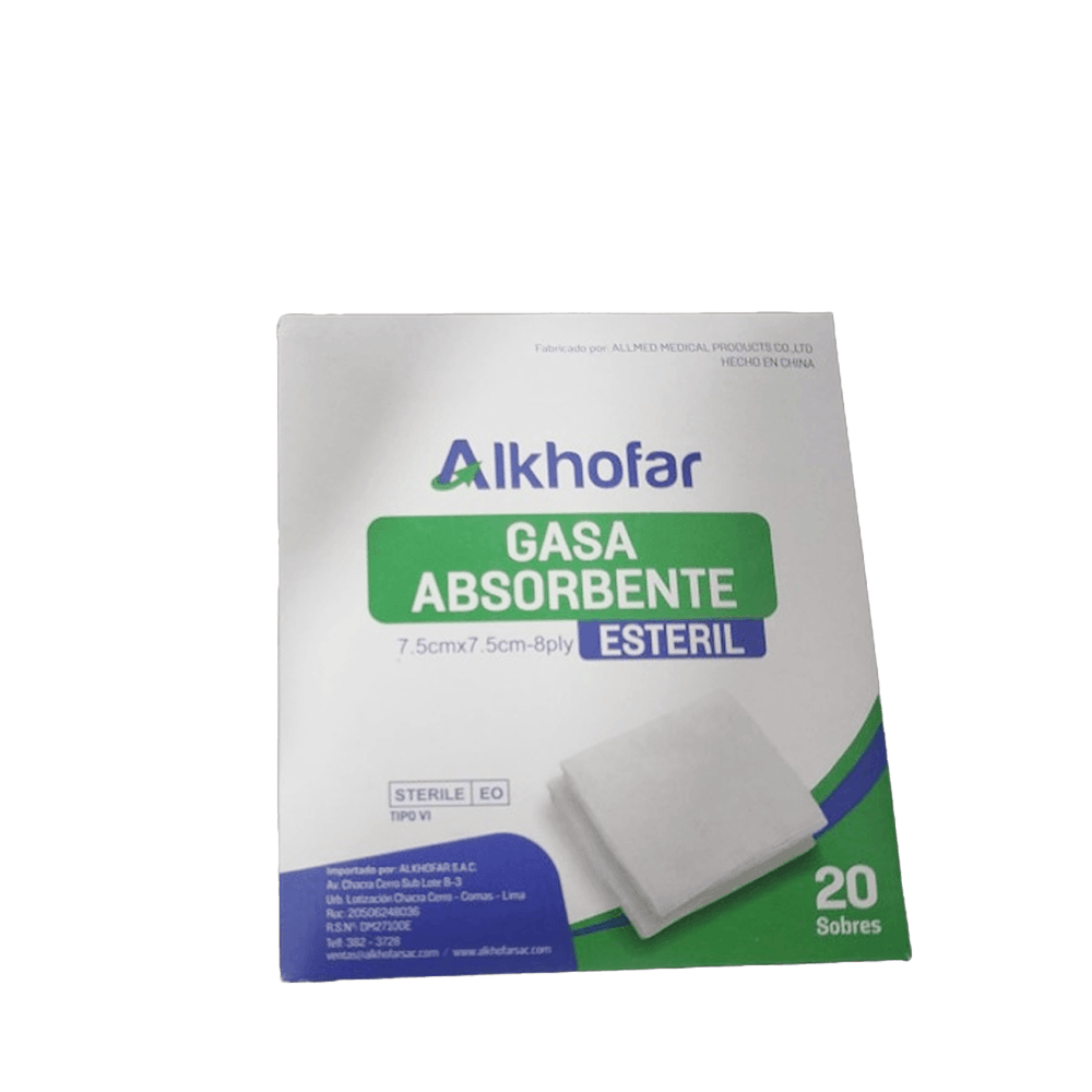 Gasa Estéril de 7.5X7.5 Alkofarma Sobre x 5 Und
