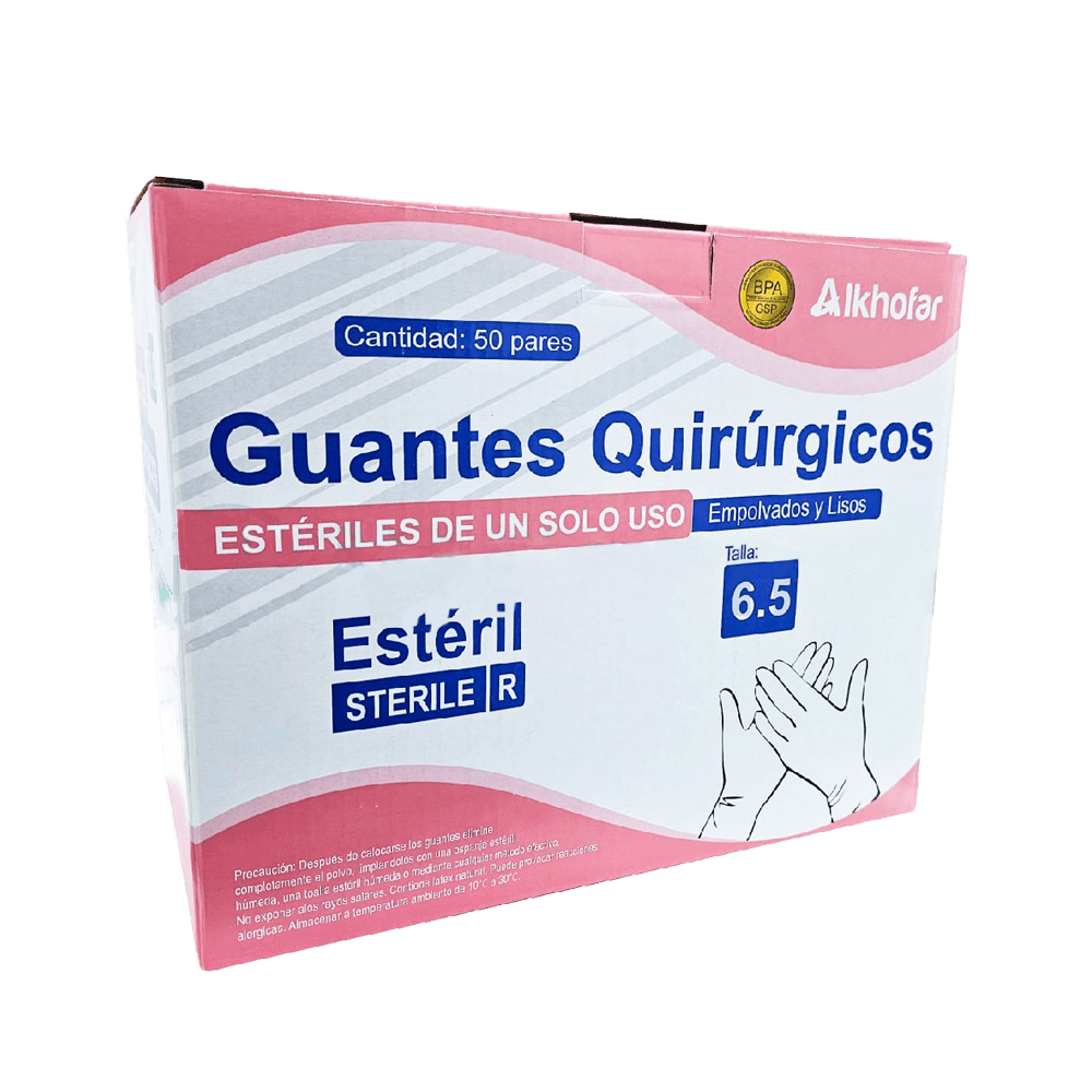 Guante de Látex Estéril Alkofarma N° 6.5 