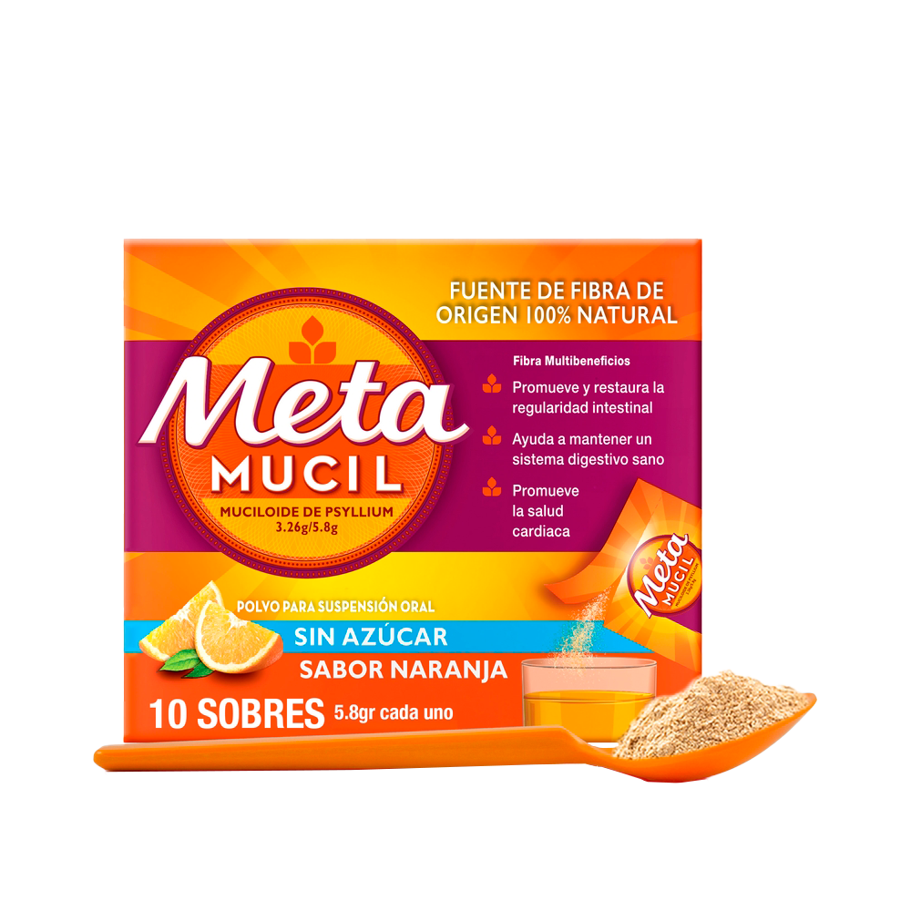 Metamucil Fibra Sabor Naranja Sobres