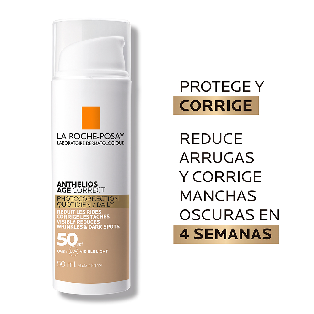 Protector Solar La Roche Posay Anti-arrugas Anthelios Age Correct con Color FPS 50 frasco x50ml.