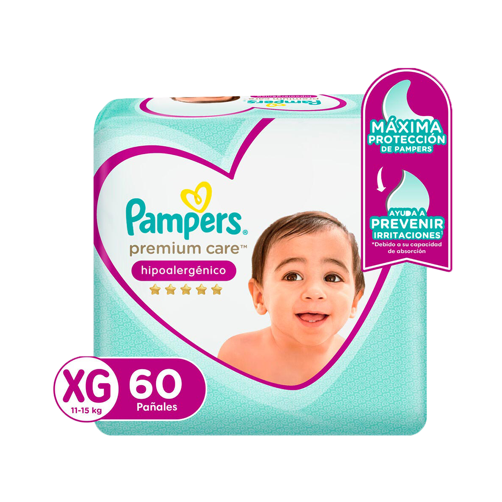 Pampers pañal para bebé premium care talla XG
