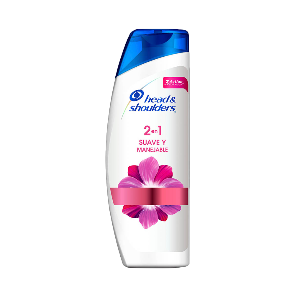 Head & shoulders shampoo 2 en 1 suave y manejable frasco x375ml.