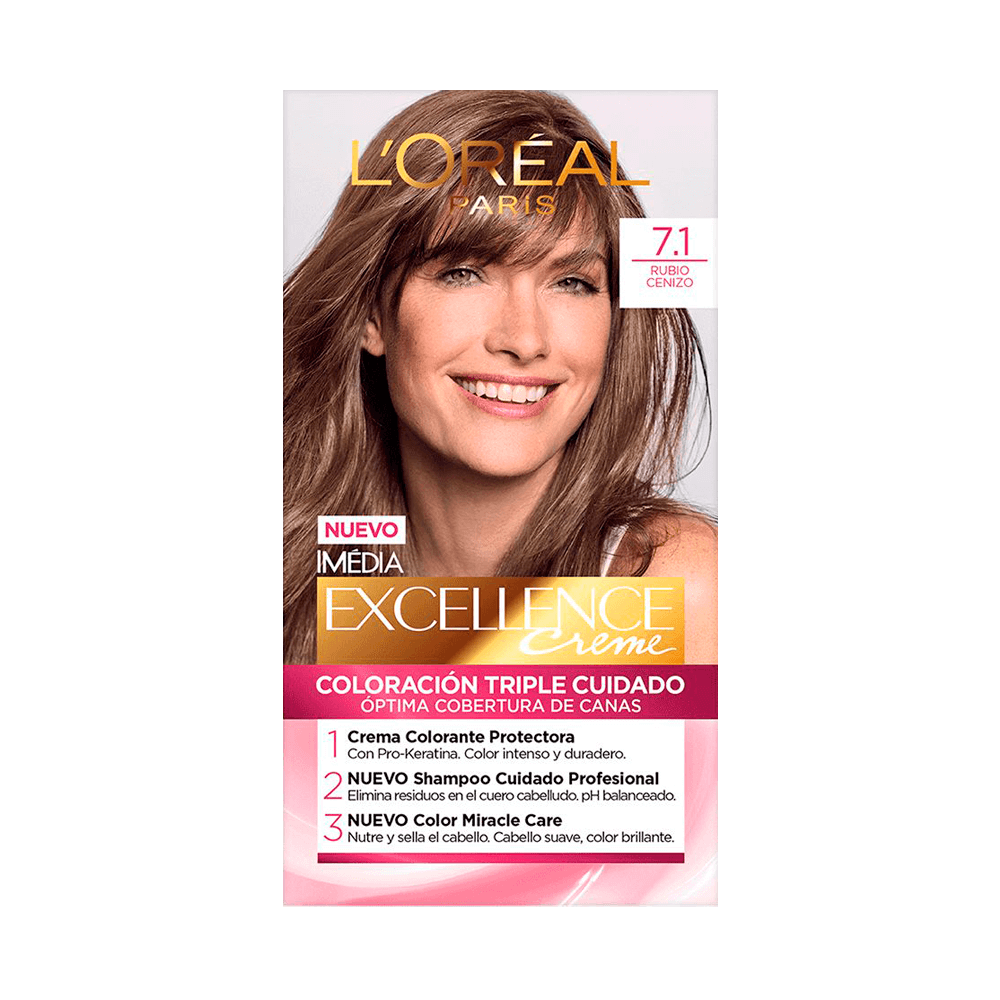 Tinte para Cabello Excellence Tono 7.1 Rubio Cenizo