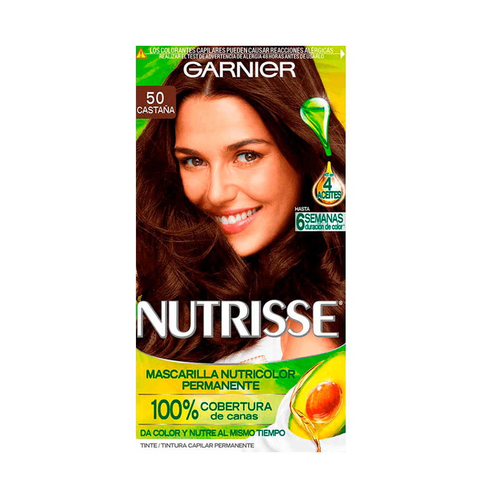 Tinte para Cabello Garnier Nutrisse Tono 50 Castaño Claro