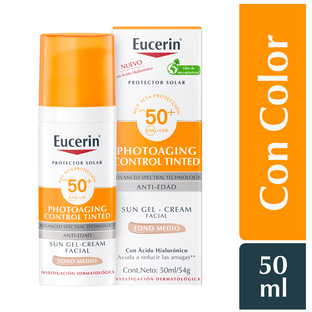 Eucerin protector solar photoaging control fps50 crema tono medio