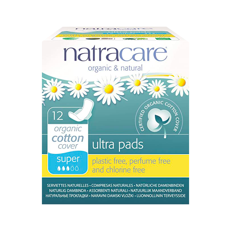 Natracare toalla higiénica ultra pads super con alas paquete x12 und.