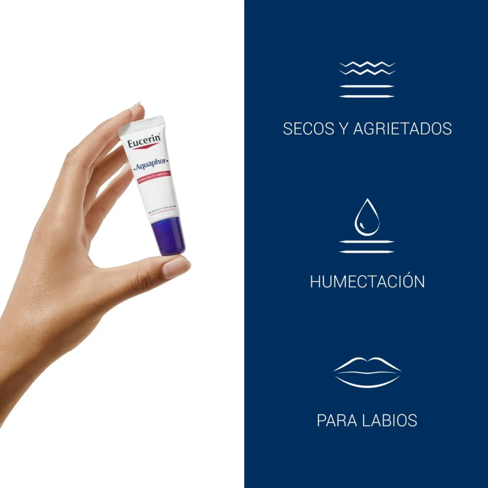 Eucerin Aquaphor bálsamo reparador de labios tubo x10 ml.