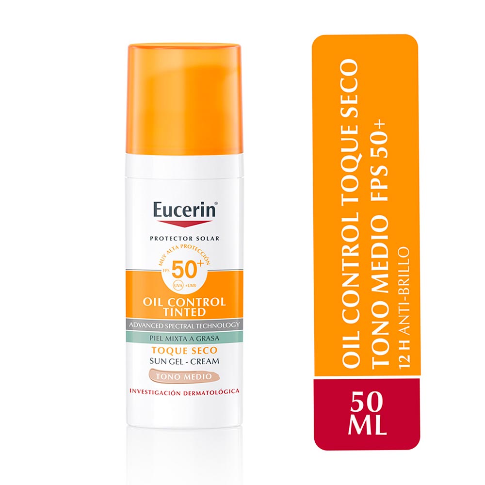 Eucerin protector solar facial sun oil control tono medio FPS 50+ Fcox50ml Eucerin protector solar facial sun oil control tono medio FPS 50+ Fcox50ml