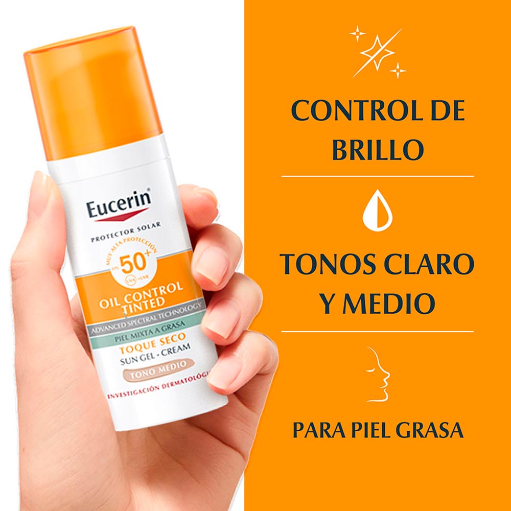Eucerin protector solar facial sun oil control tono medio FPS 50+ Fcox50ml Eucerin protector solar facial sun oil control tono medio FPS 50+ Fcox50ml