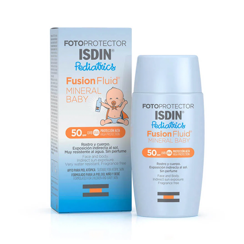 Fotoprotector Isdin Pediátrico Baby Fusión Fluido Mineral FPS 50+ - Frasco 50 ML
