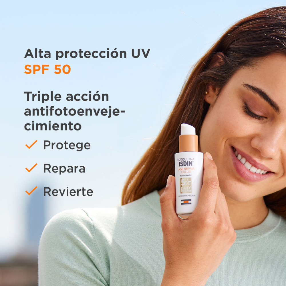 Fotoultra Age Repair Isdin Color SPF 50 frasco x50ml. Fotoultra Age Repair Isdin Color SPF 50 frasco x50ml.