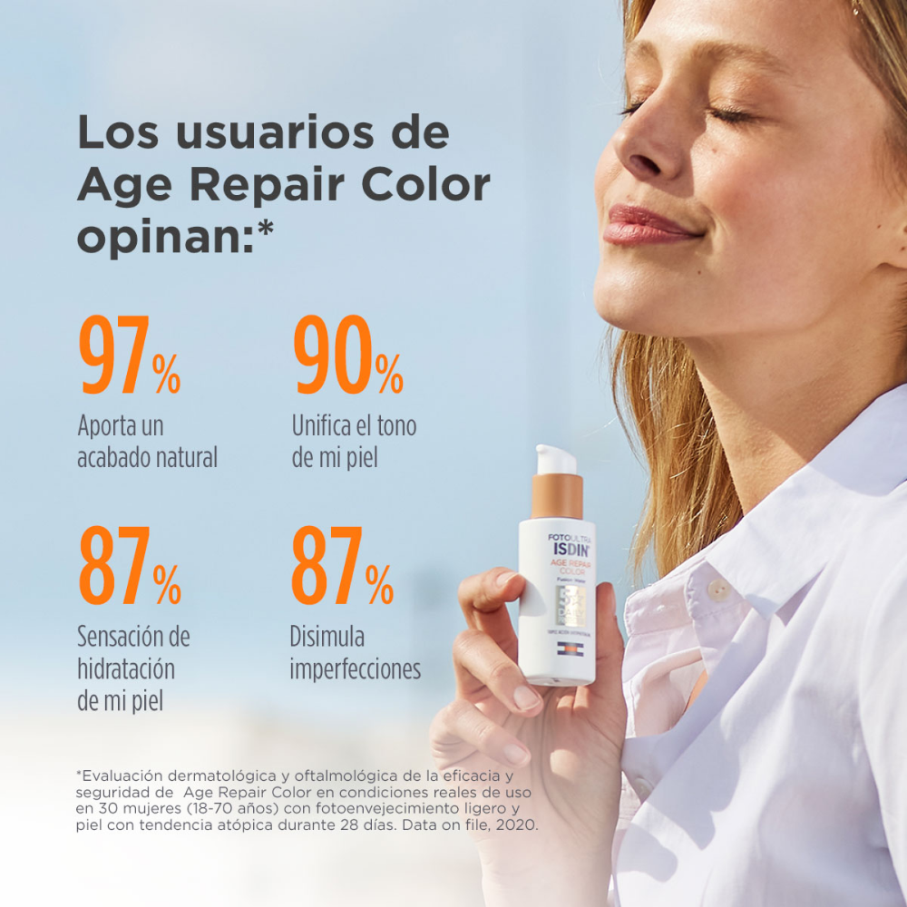 Fotoultra Age Repair Isdin Color SPF 50 frasco x50ml. Fotoultra Age Repair Isdin Color SPF 50 frasco x50ml.