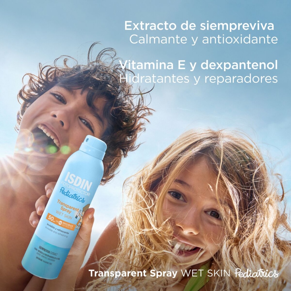 Fotoprotector Pediátrico FPS 50+ Transparent Spray Wet Skin Isdin