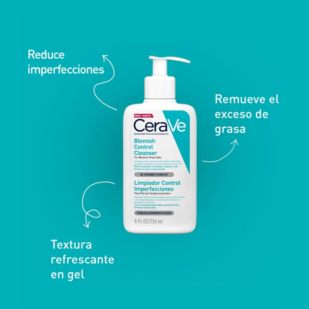 Gel Limpiador Anti-imperfecciones CeraVe Blemish Frasco x 236 ml Gel Limpiador Anti-imperfecciones CeraVe Blemish Frasco x 236 ml