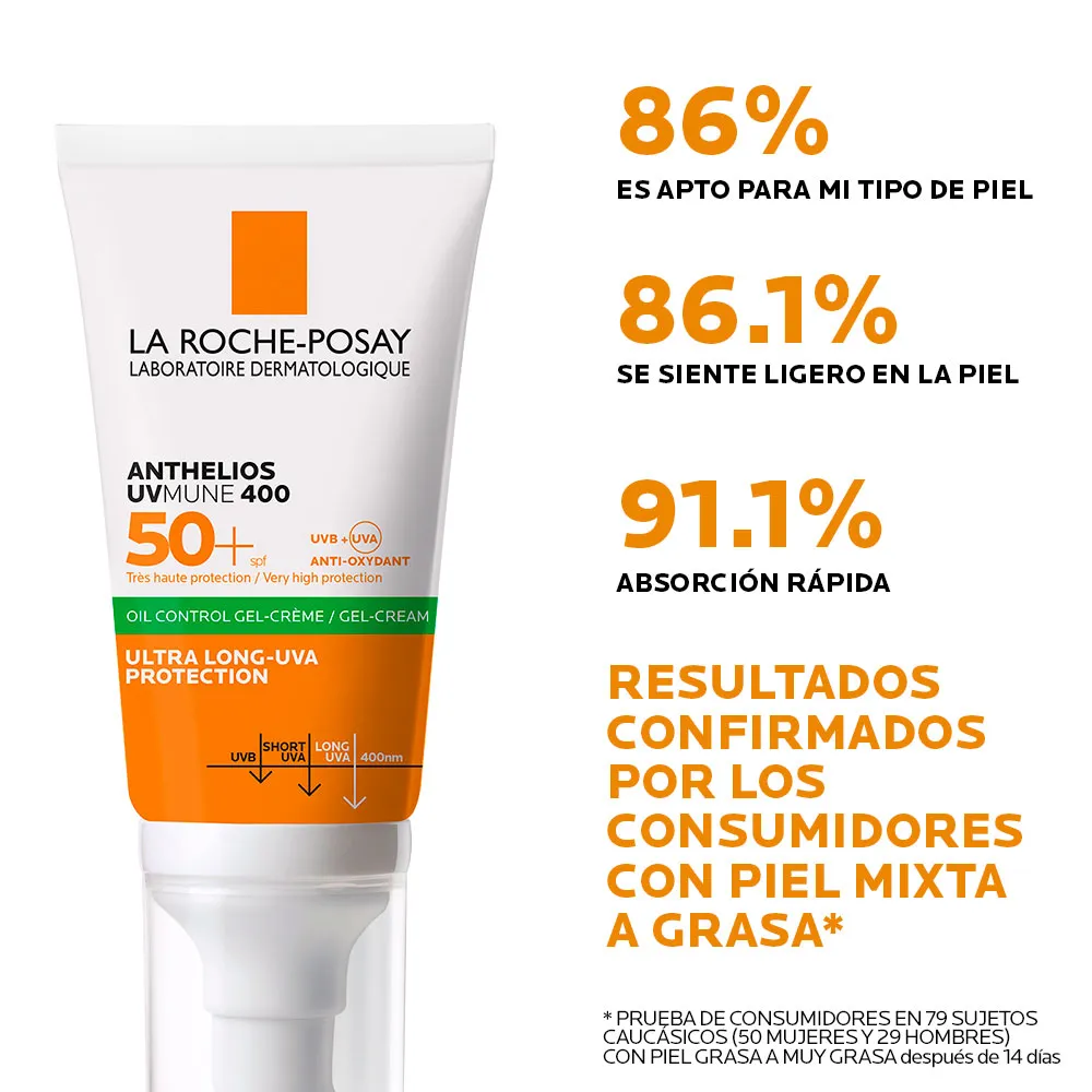 Protector Solar La Roche Posay Anthelios UVMune 400 Oil Control Toque Seco FPS 50+ Frasco x50ml.
