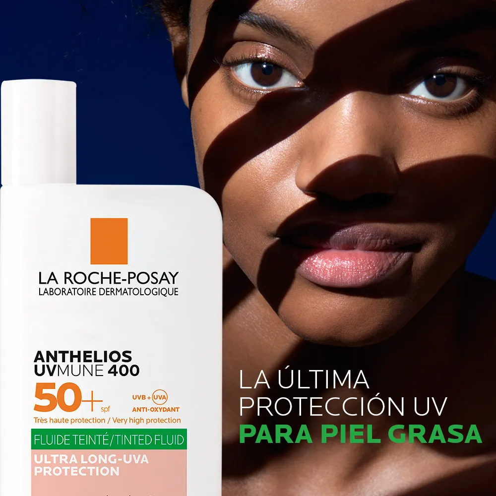 Protector Solar La Roche Posay Anthelios UVMune 400 Oil Control Fluido con color FPS 50+ Frasco x50ml. Protector Solar La Roche Posay Anthelios UVMune 400 Oil Control Fluido con color FPS 50+ Frasco x50ml.
