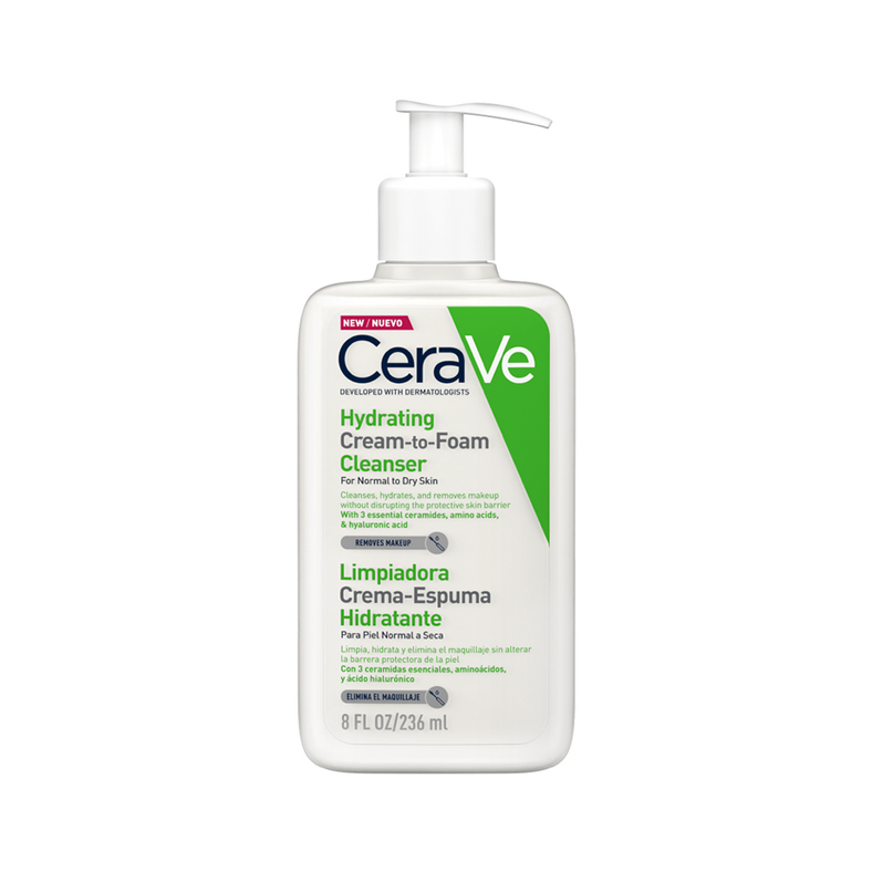 Limpiador Crema Espumosa CeraVe Hydrating Cream-to-Foam Frasco x236ml. Limpiador Crema Espumosa CeraVe Hydrating Cream-to-Foam Frasco x236ml.