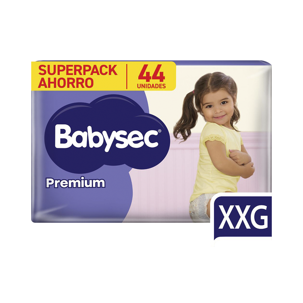 Babysec pañal para bebé premium talla XXG paquete 44 und.