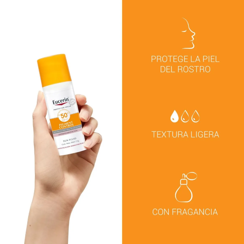 Protector Solar Facial Eucerin Pigment Control FPS50+ Frasco x50ml.