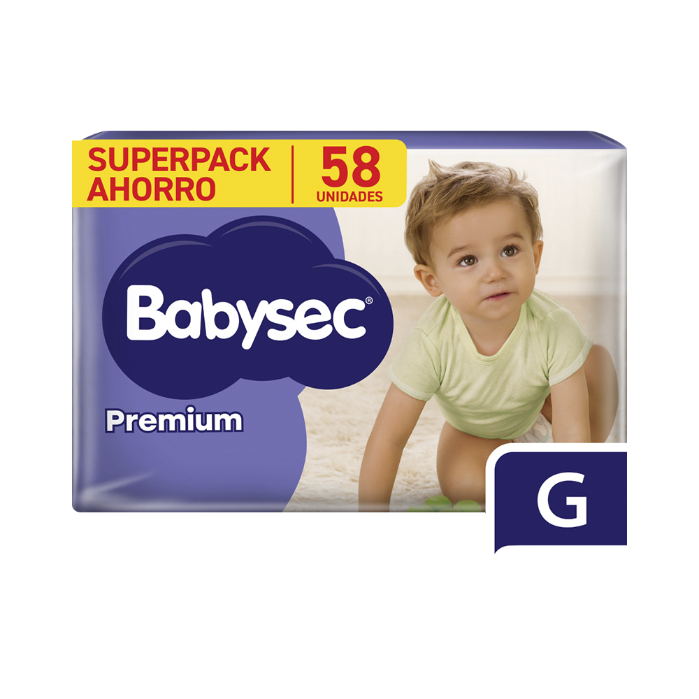 Babysec pañal para bebé premium talla G Paquete x58und. Babysec pañal para bebé premium talla G Paquete x58und.