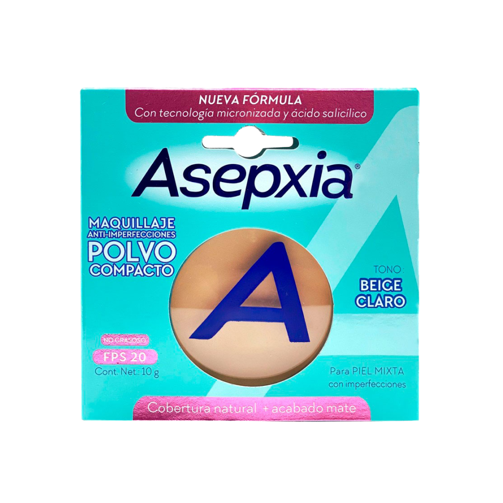 Maquillaje En Polvo Asepxia Anti-Imperfecciones Tono Beige Claro