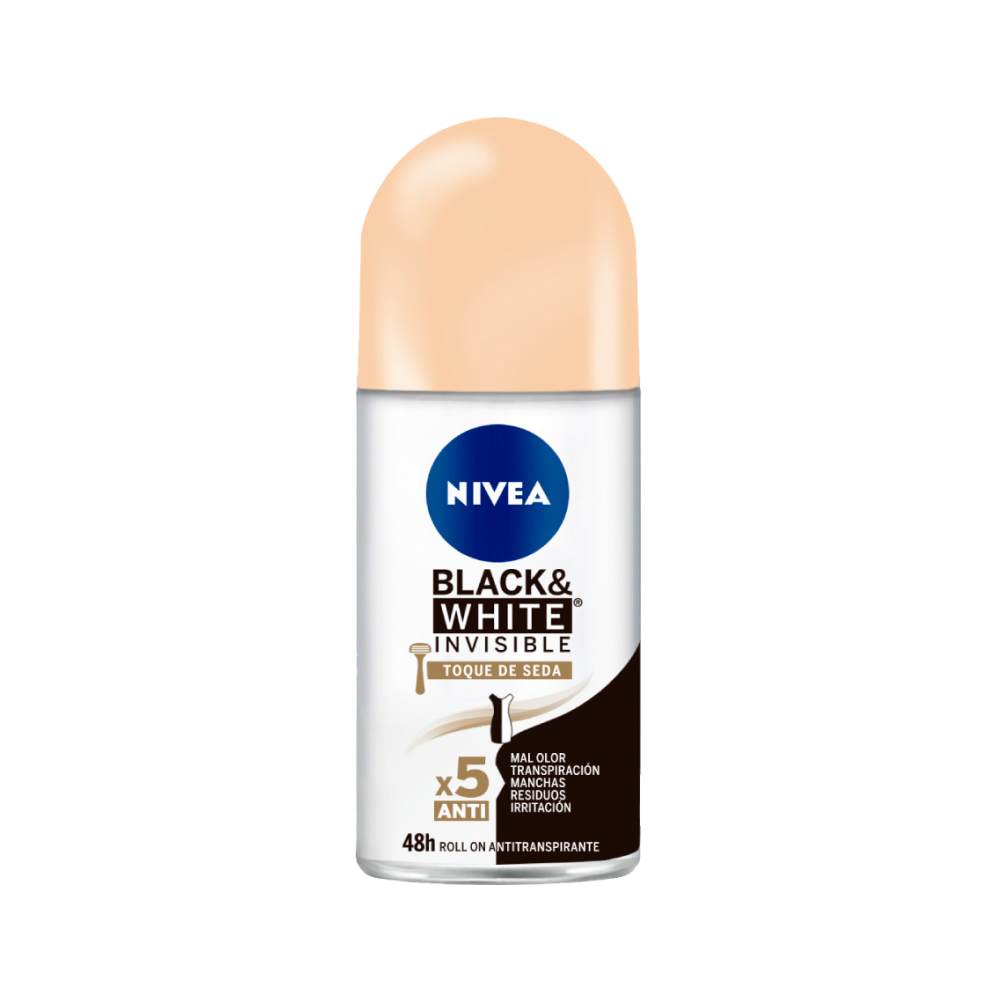 Desodorante Roll On Nivea Black & White Invisible Toque de Seda Desodorante Roll On Nivea Black & White Invisible Toque de Seda