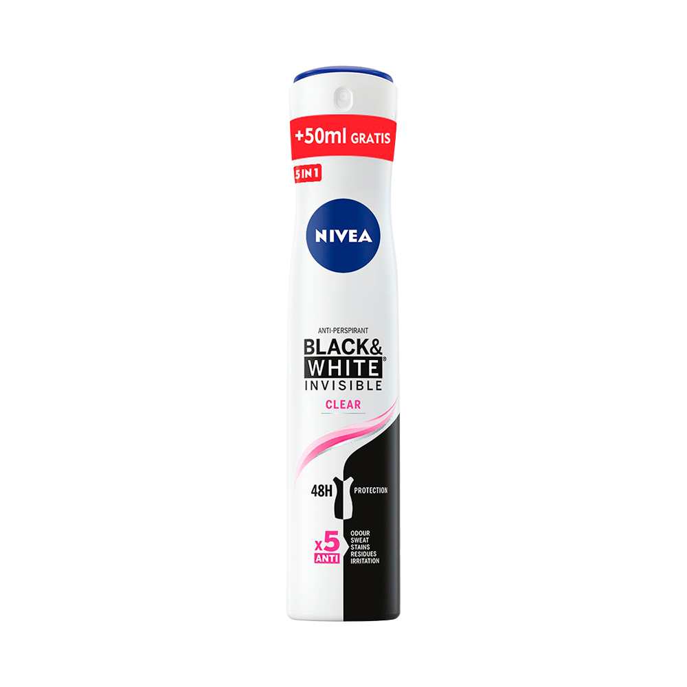 Desodorante Spray Nivea Clear Invisible for Black & White 48 Horas