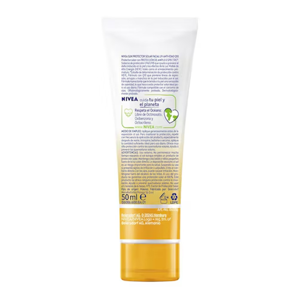 Protector Solar Facial Nivea Sun Antiedad Q10 FPS50