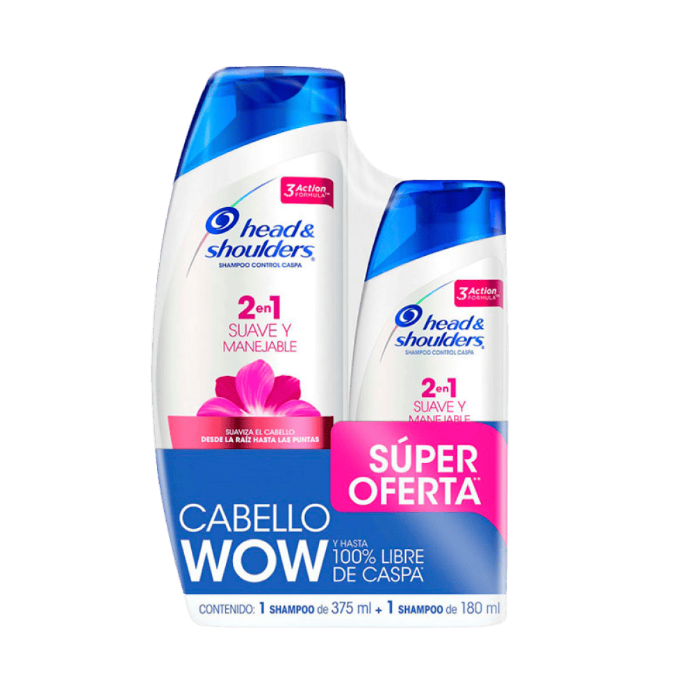 Pack Shampoo Head & Shoulders 2en1 Suave y Manejable 375+180