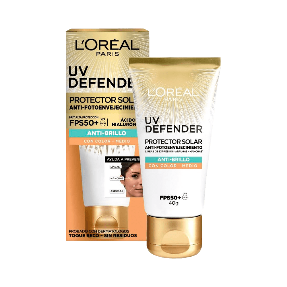 Protector Solar L'Oréal Paris Uv Defender Antibrillo Tono Medio