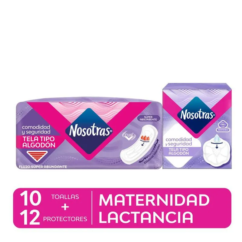 Pack Nosotras Maternidad: Toallas Higiénicas 10u + Protectores Lacti 12u