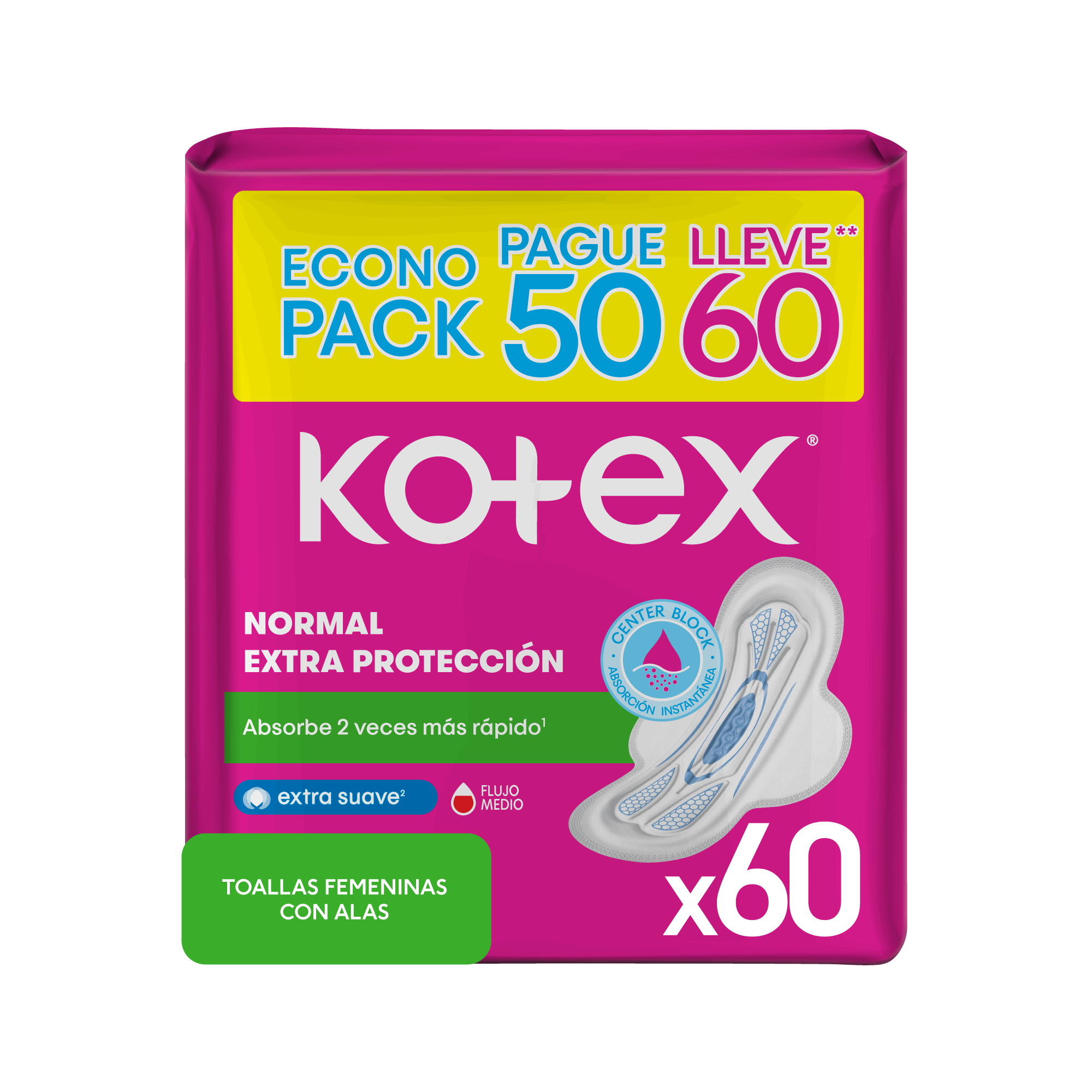 Toalla Femenina Kotex Normal Tela Con Alas