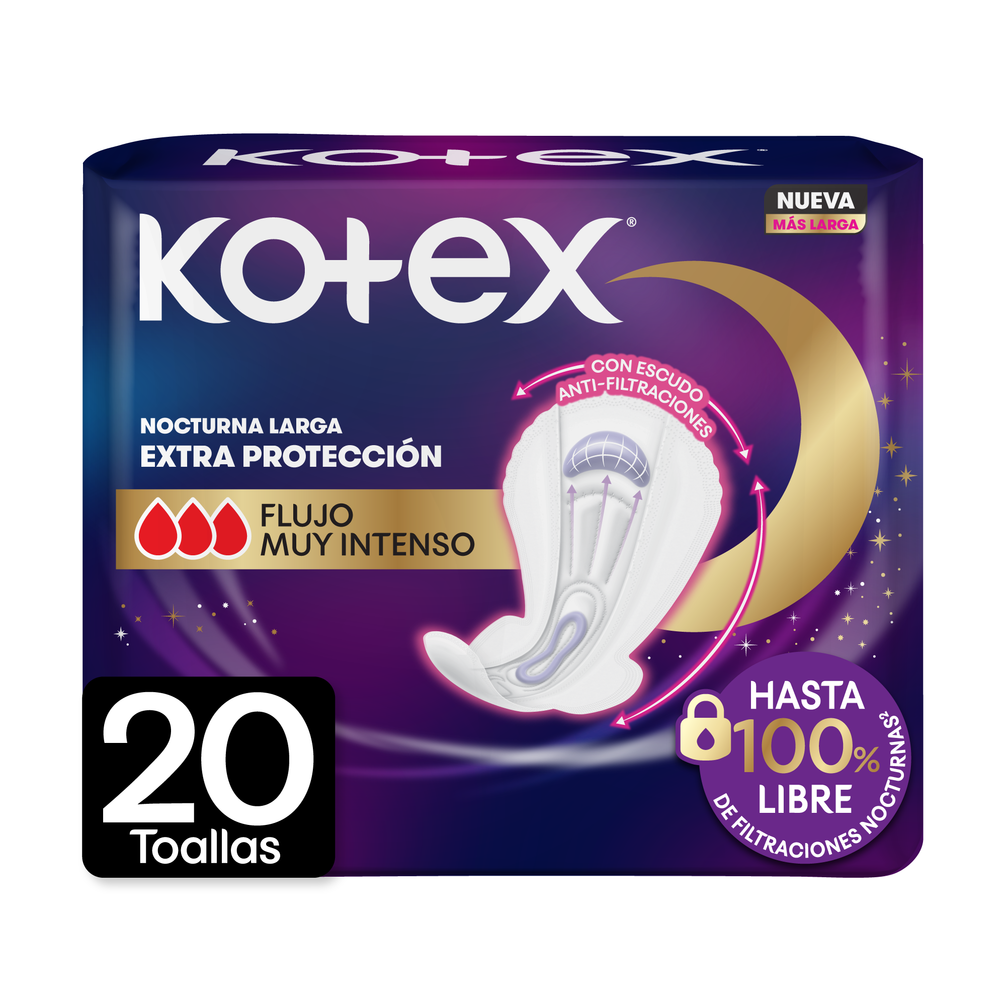 Toalla Femenina Kotex Nocturna Tela Con Alas Toalla Femenina Kotex Nocturna Tela Con Alas