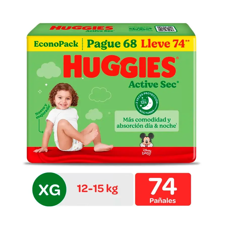 Pañal Huggies Active Sec XG Big Pack Día Pañal Huggies Active Sec XG Big Pack Día