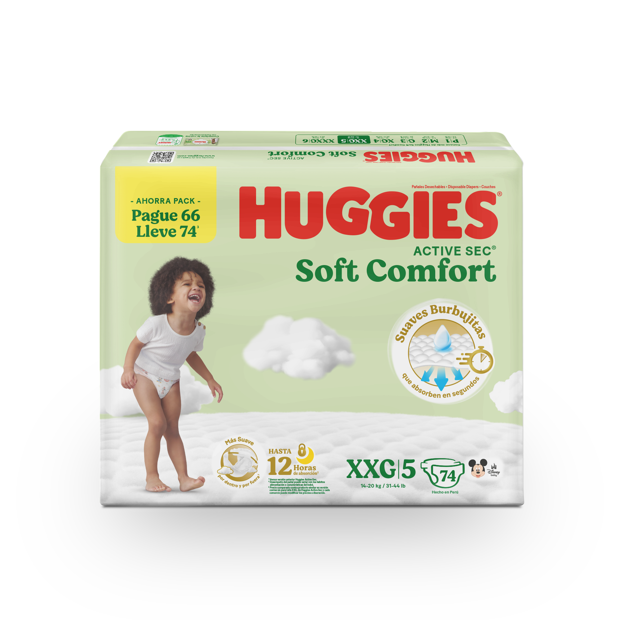 Pañal Huggies Active Sec XXG Big Pack Día Pañal Huggies Active Sec XXG Big Pack Día
