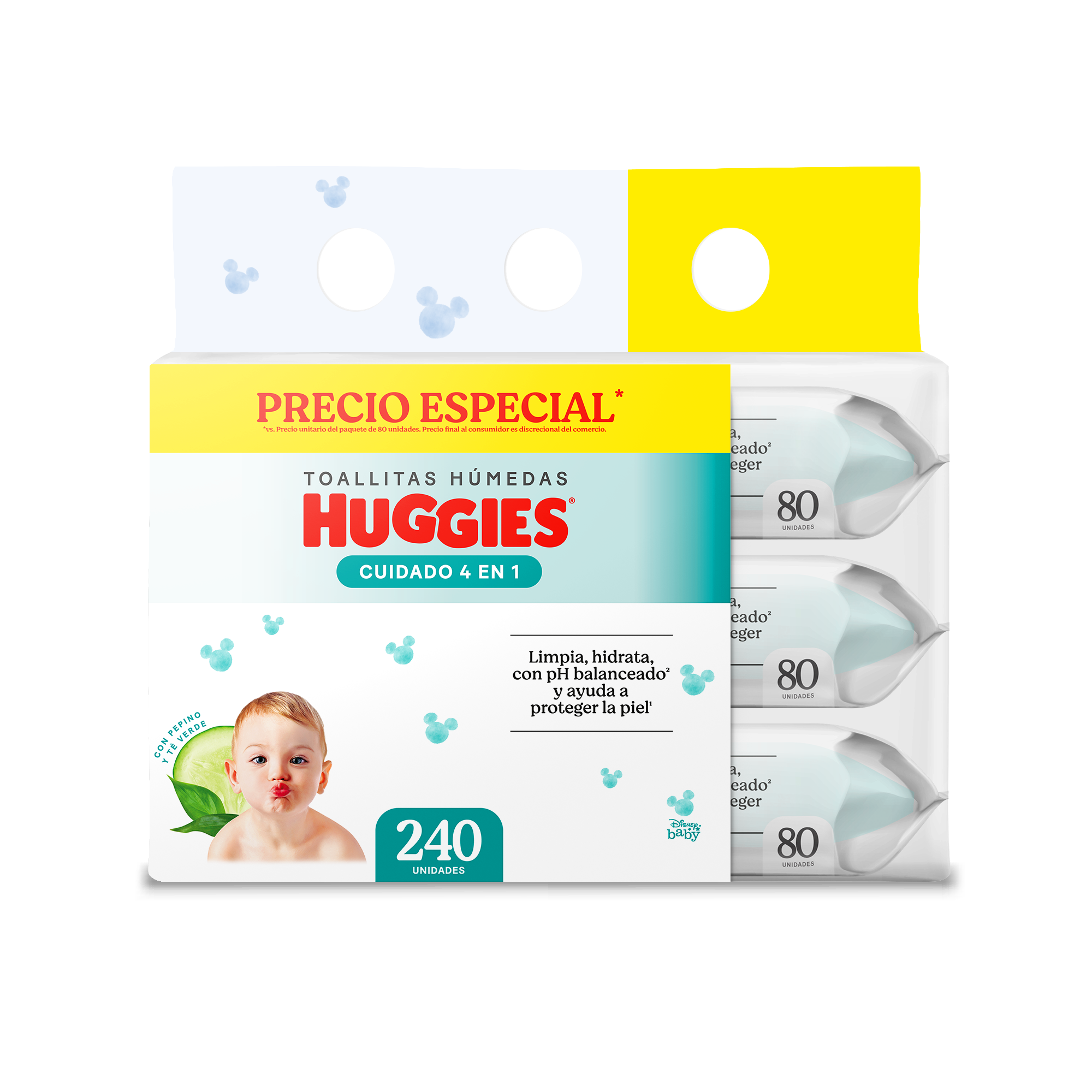 Toallitas Húmedas Huggies Cuidado 4 en 1 Flip Top