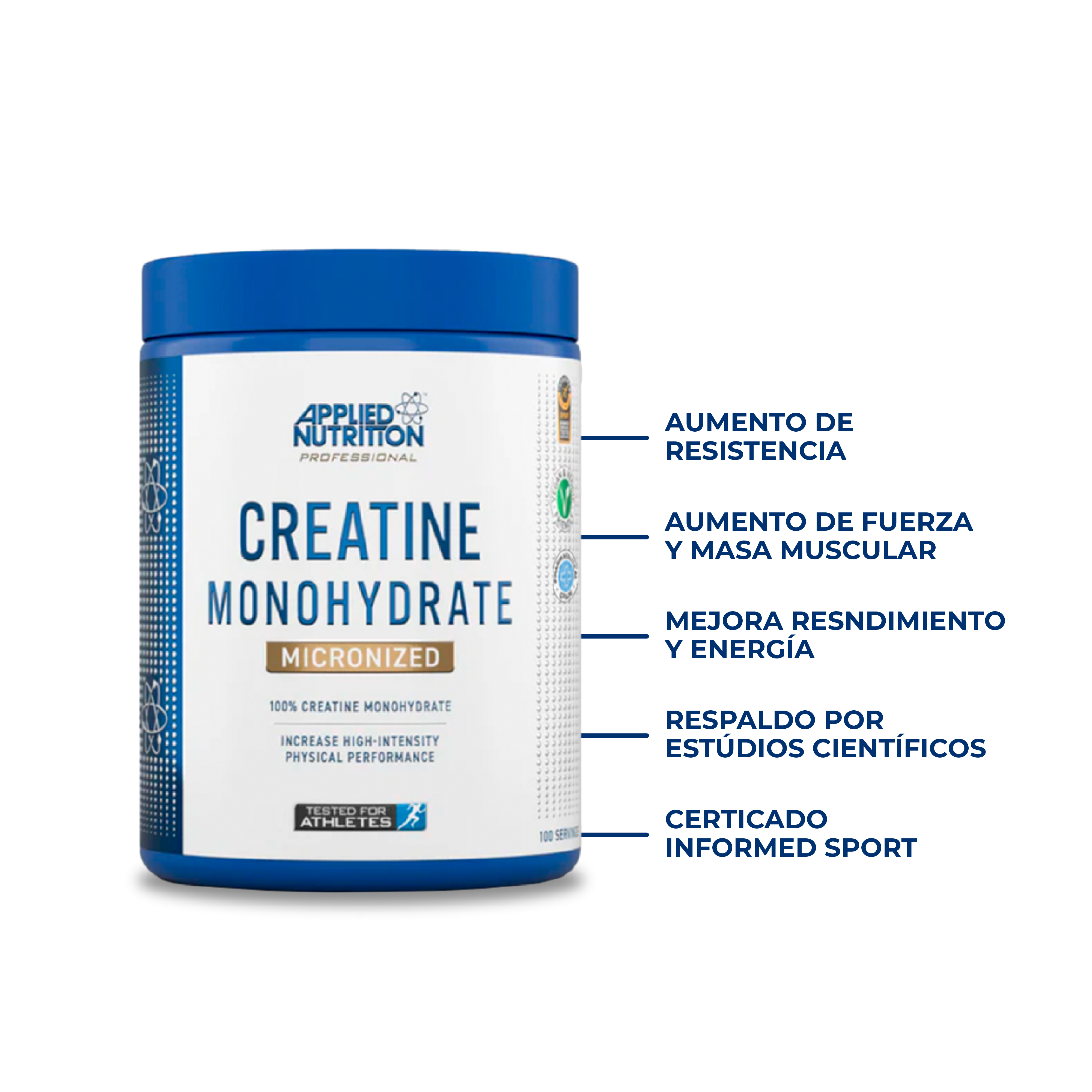 Applied Nutrition Creatine Monohydrate 100 Servicios