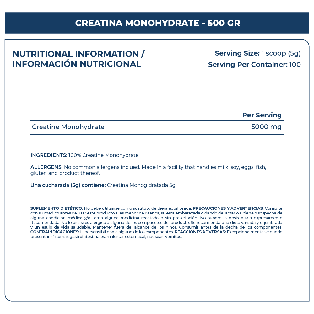 Applied Nutrition Creatine Monohydrate 100 Servicios