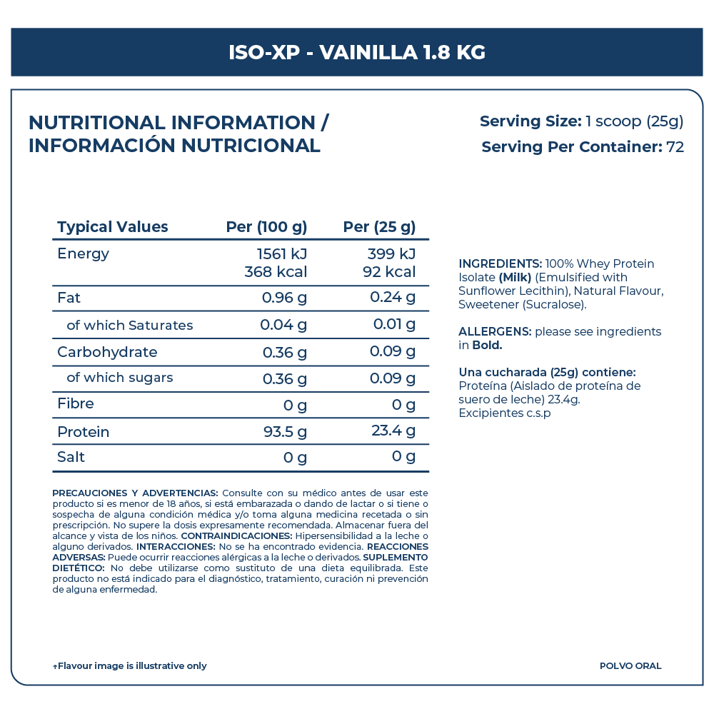 Proteina Aislada Iso-Xp Vanilla 72 Servicios
