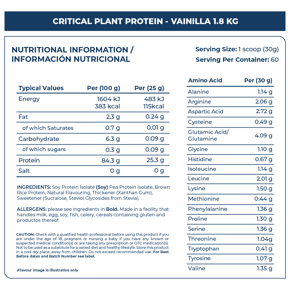 Proteina Vegana Critical Plant Vanilla 60 Servicios