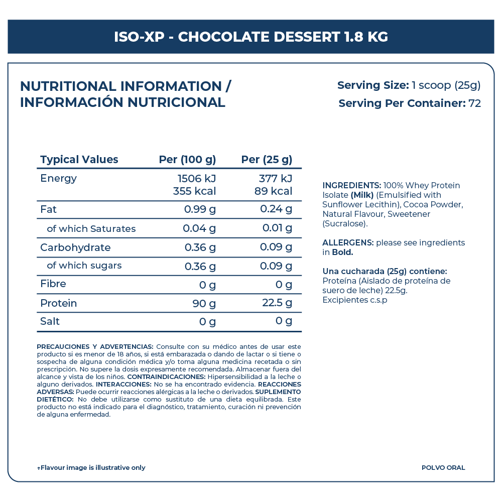 Proteina Aislada Iso-Xp Chocolate Dessert 72 Servicios