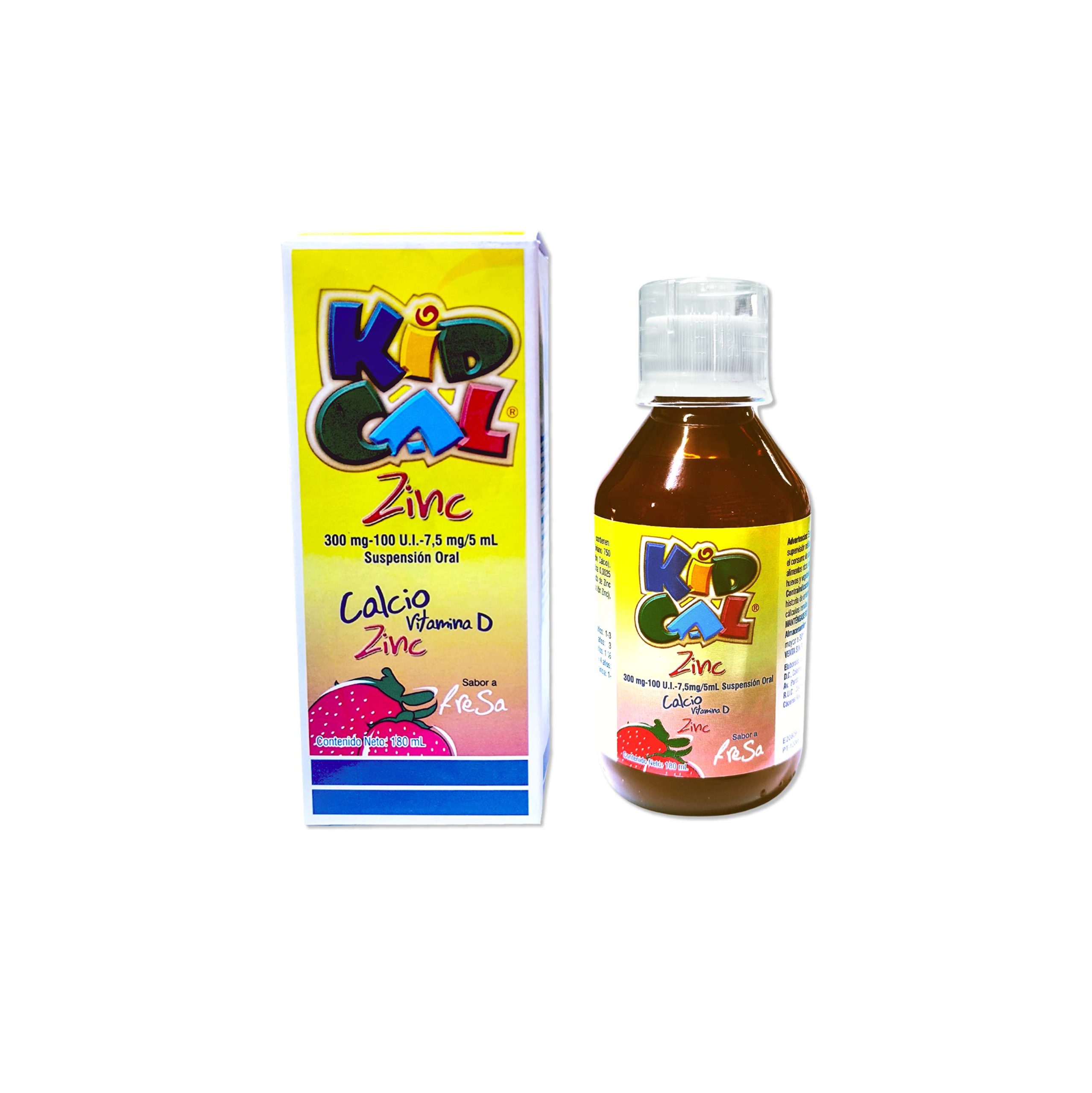 Kidcal supensión oral sabor fresa.