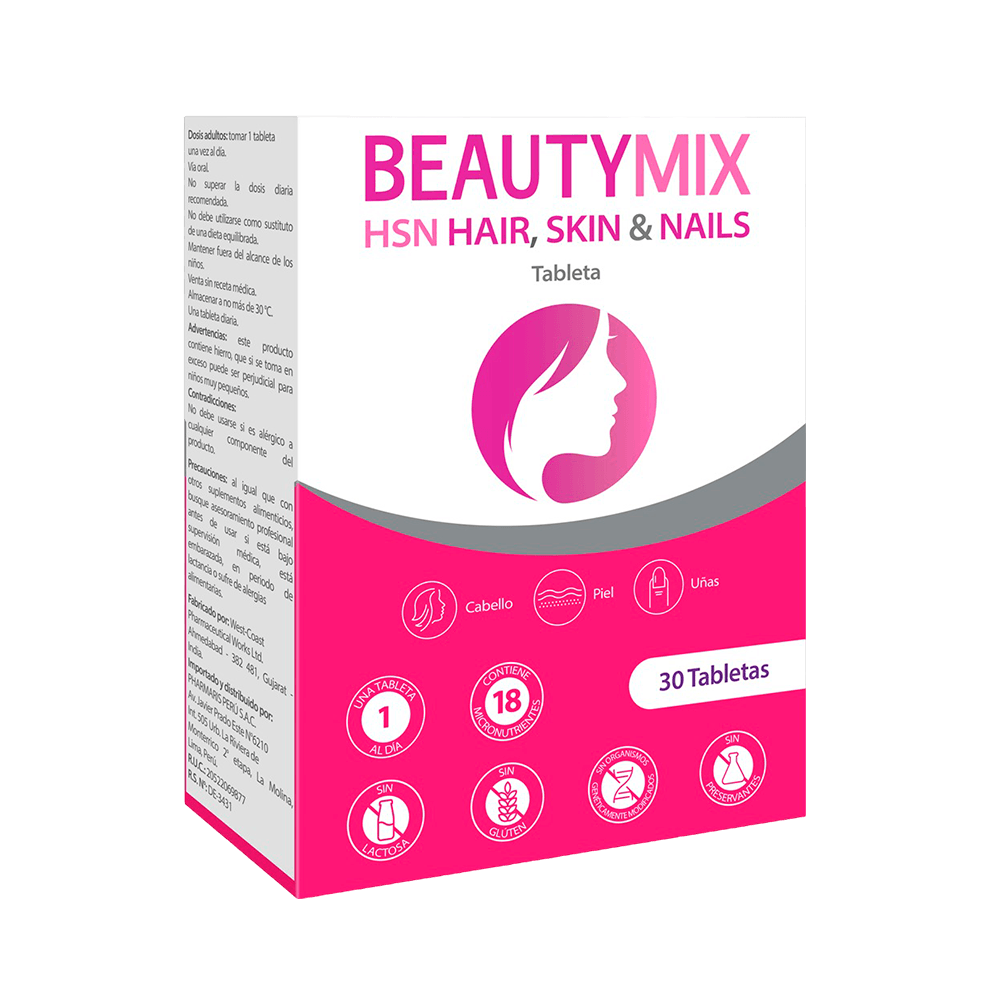 Beautymix HSN Hair, Skin & Nails caja x 30 Tabletas