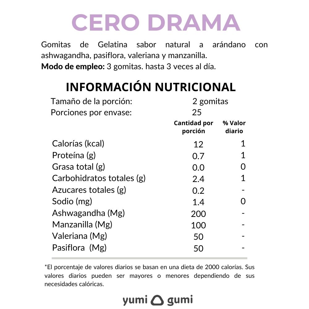 Gomitas con Ashwagandha, Pasiflora, Valeriana y Manzanilla 