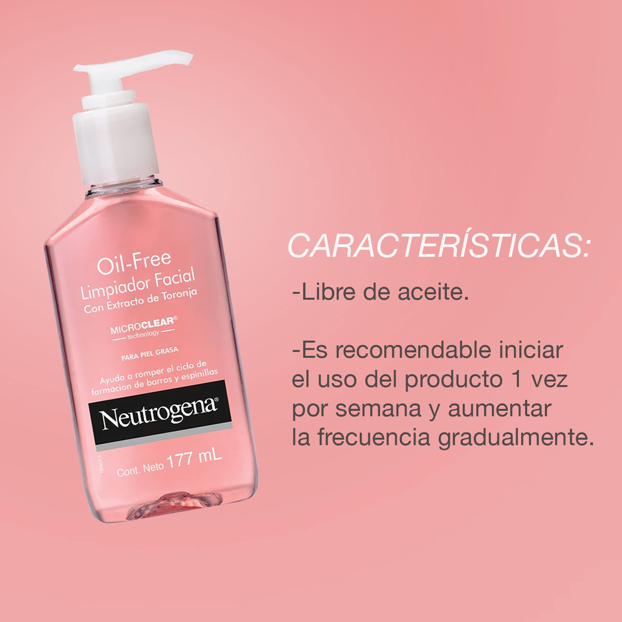 Gel Limpiador Facial Oil Free Clear Wash Neutrogena Pink Grapefruit