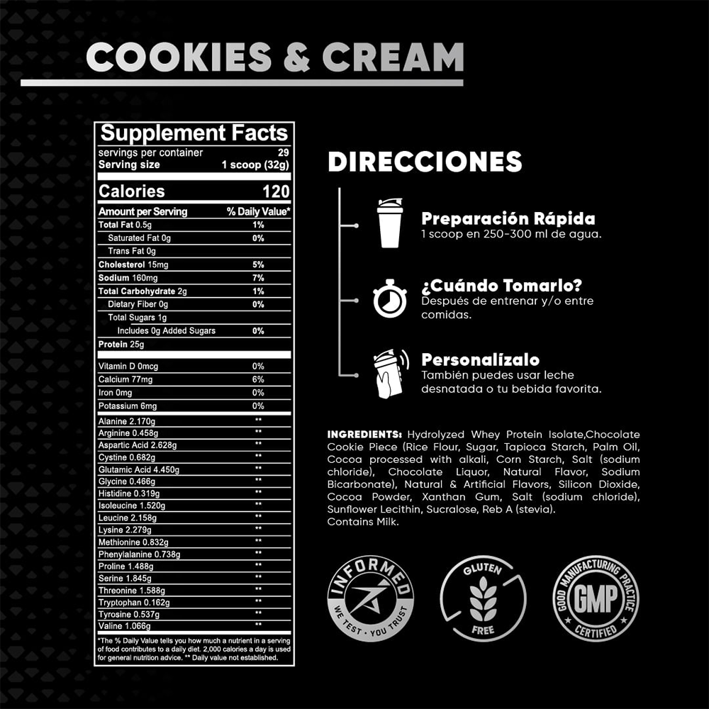 100% Hydrolyzed Cookies & Cream Lab Nutrition